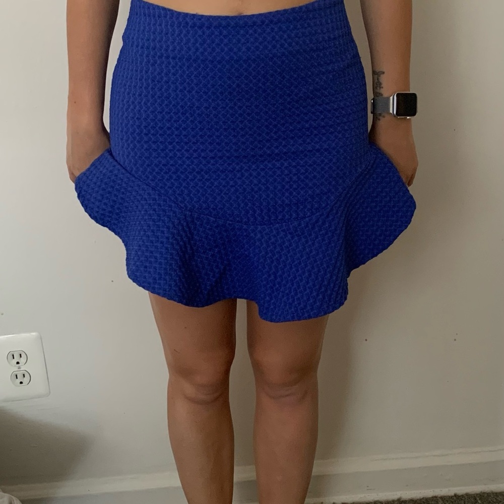 Blue waffle mini skirt